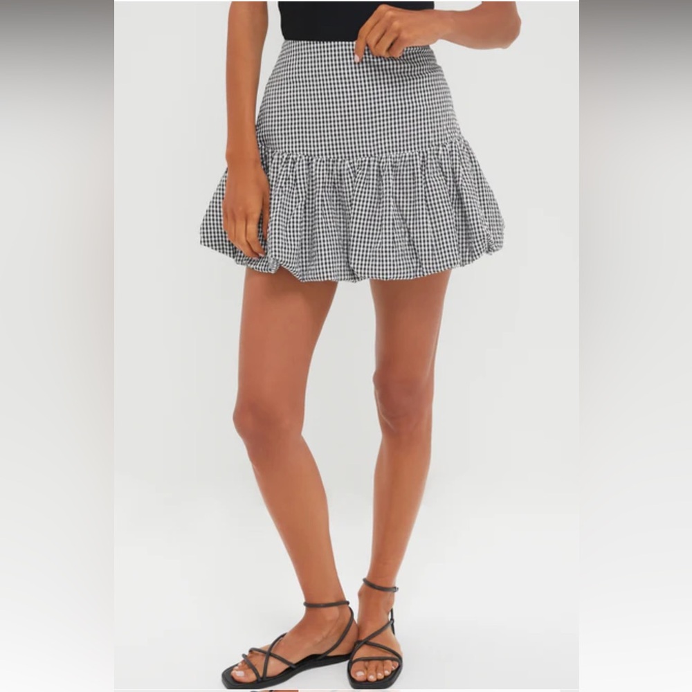 Tuckernuck Black Gingham Seersucker Ines Bubble Skirt Size 2 Black Gingham NWT